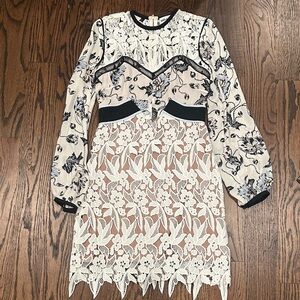 Self-Portrait Black and White Lace Dress